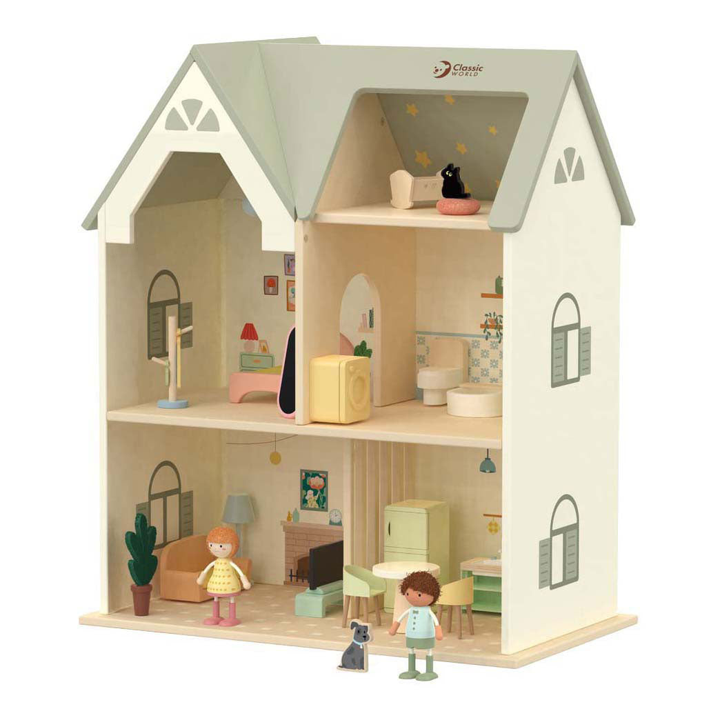 Maison de poupée en bois du monde classique