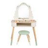 Coiffeuse en bois du monde classique avec tabouret - accessoires inclus