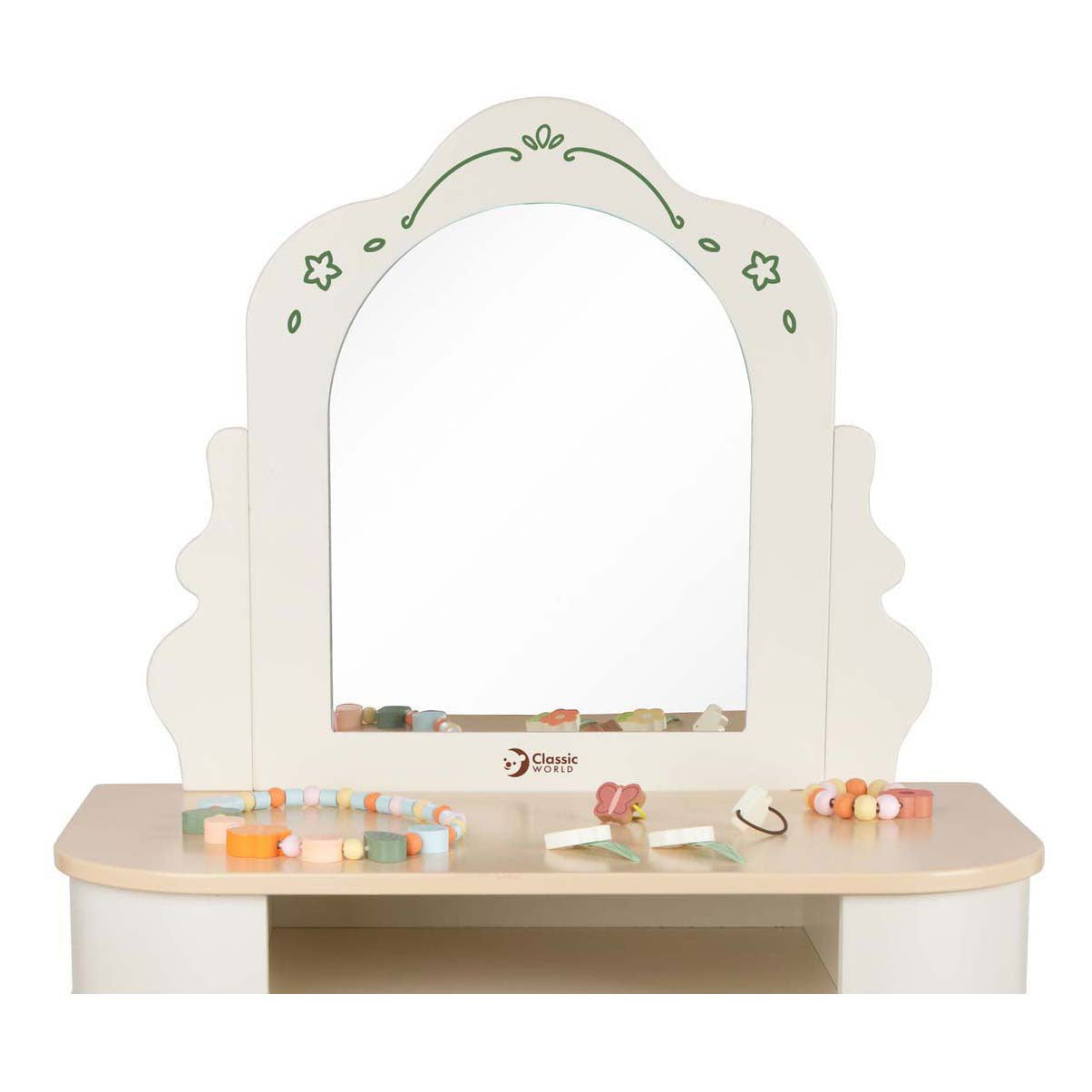 Coiffeuse en bois du monde classique avec tabouret - accessoires inclus