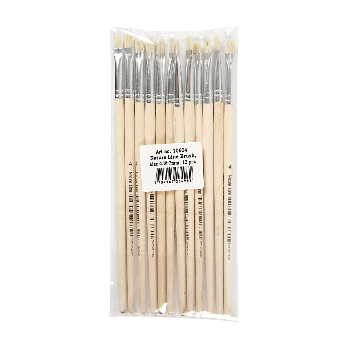 Brosses en bois No. 4, manche court, 12pcs.