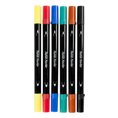 Marqueurs textiles Creativ company, largeur de trait 2,3 + 3,6, couleurs standards, 6 pièces 1 boîte