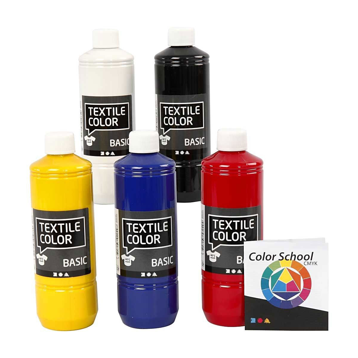 Peinture textile - couleurs primaires, 5x500 ml