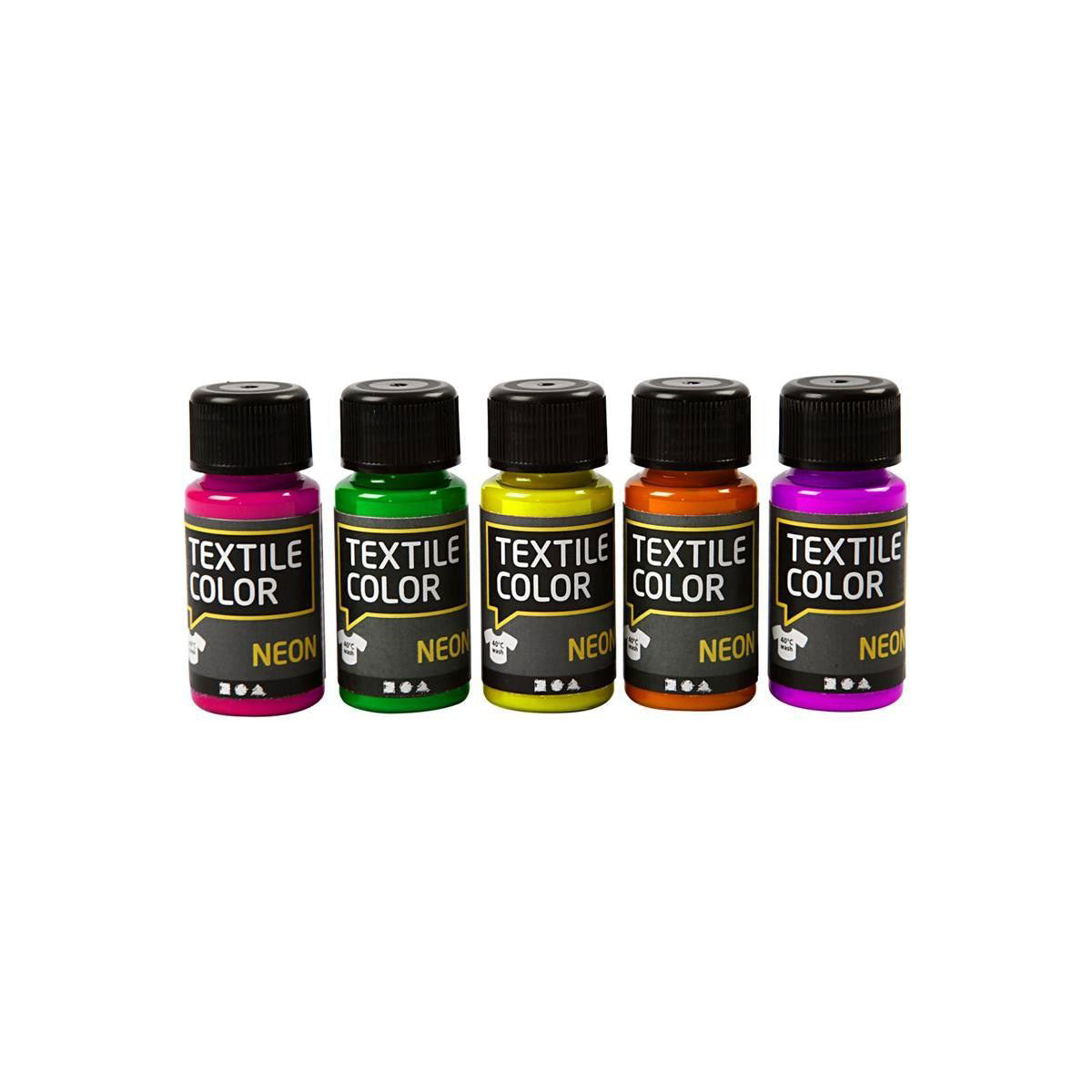 Peinture textile néon - Ensemble de 5 couleurs, 50 ml