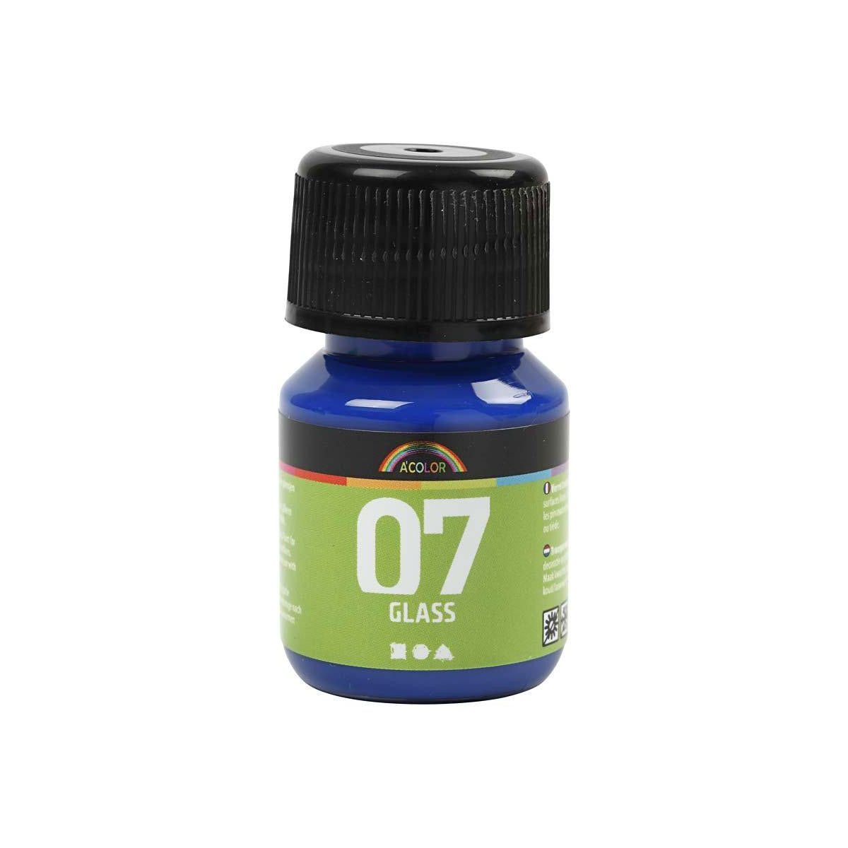 Peinture en verre permanente - bleu brillant, 30 ml