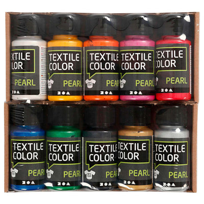 Peinture textile différentes couleurs, 10x50 ml.