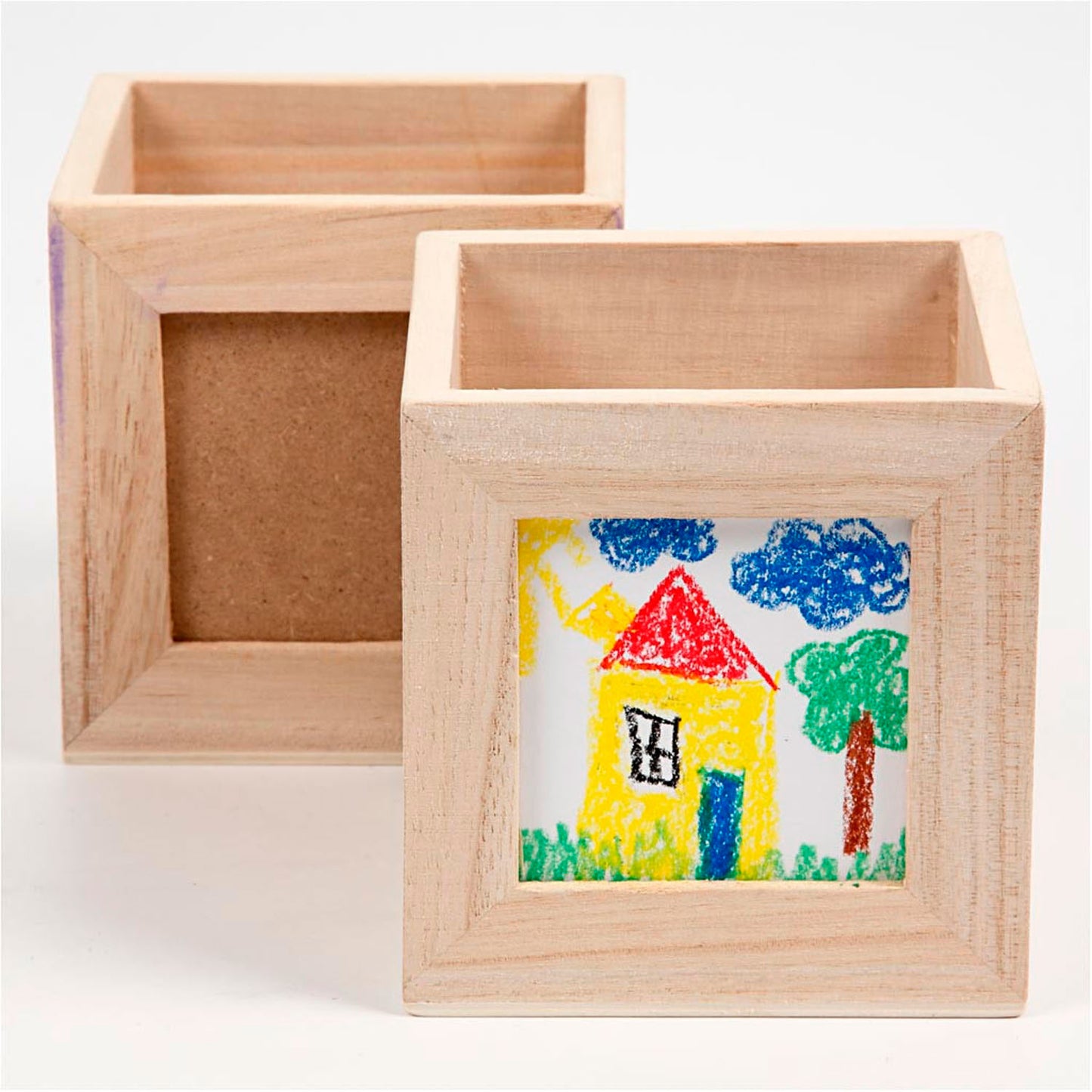 Plateau à stylo en bois avec cadre photo
