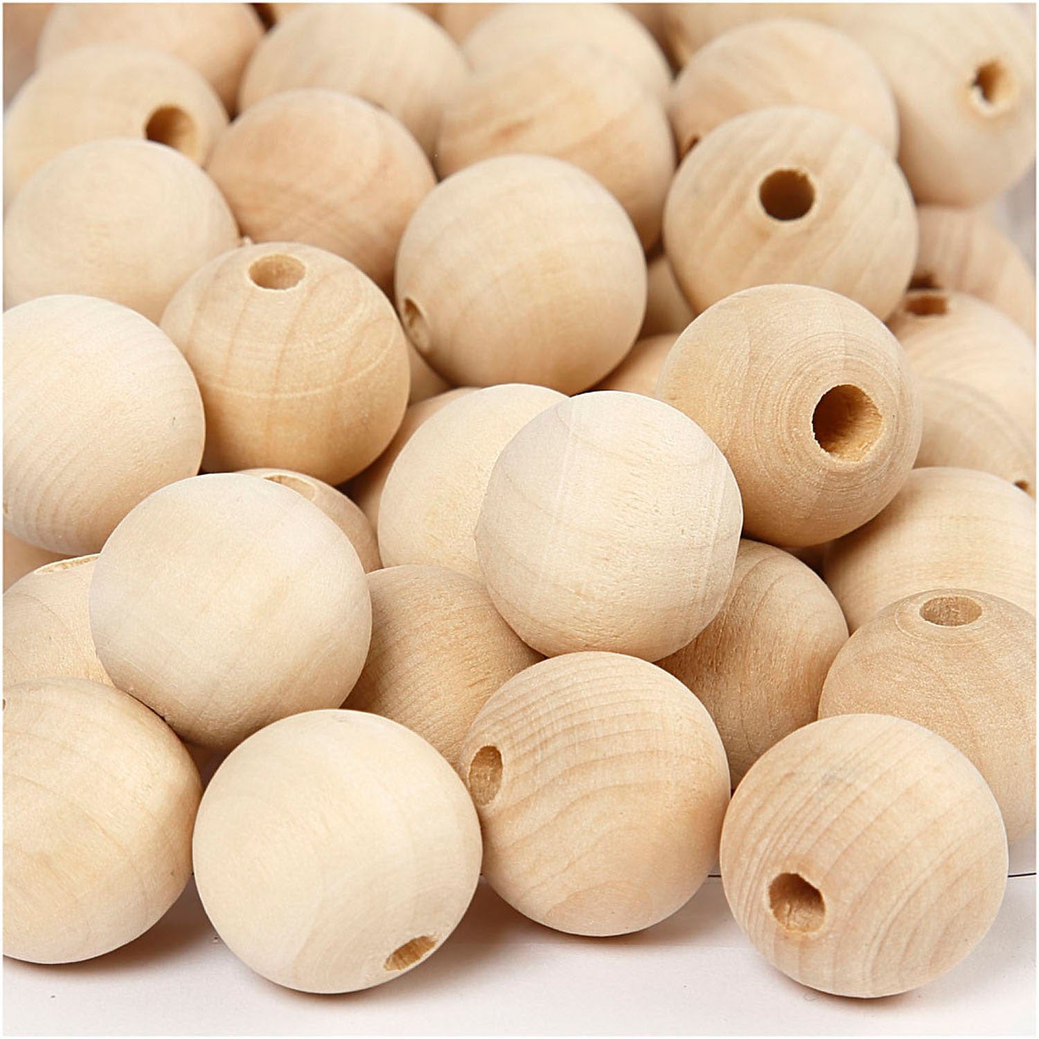 Perles en bois, Ø 2cm, 200pcs.