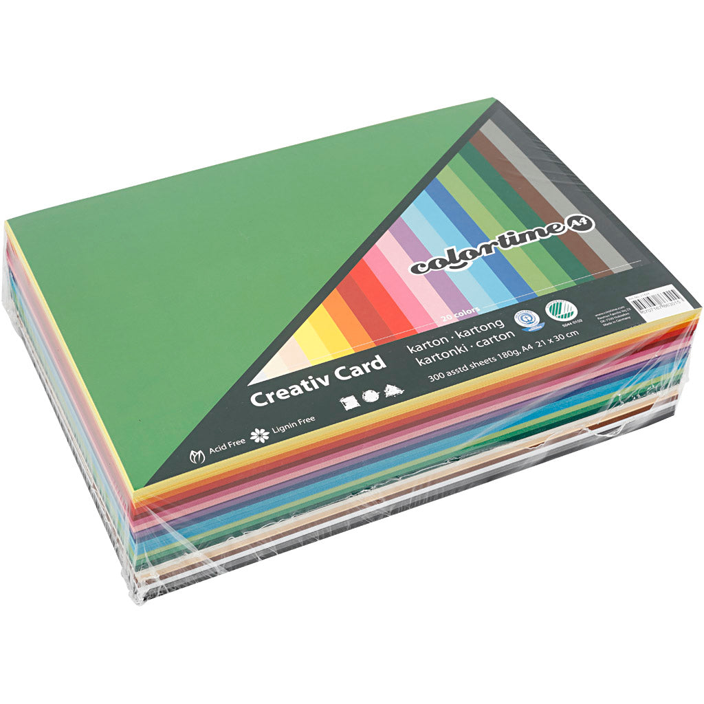 Creativ Company colored Cardboard Couleur A4, 180gr, 300 feuilles