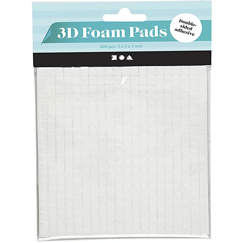 Creativ Company 3D Pads en mousse blanc 5x5x1mm, 2 feuilles