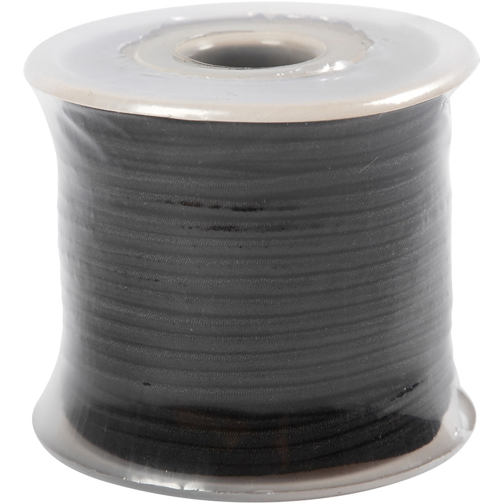 Épaisseur élastique 2 mm noir, 25m