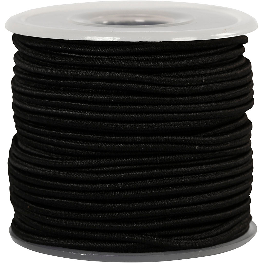 Épaisseur élastique 2 mm noir, 25m