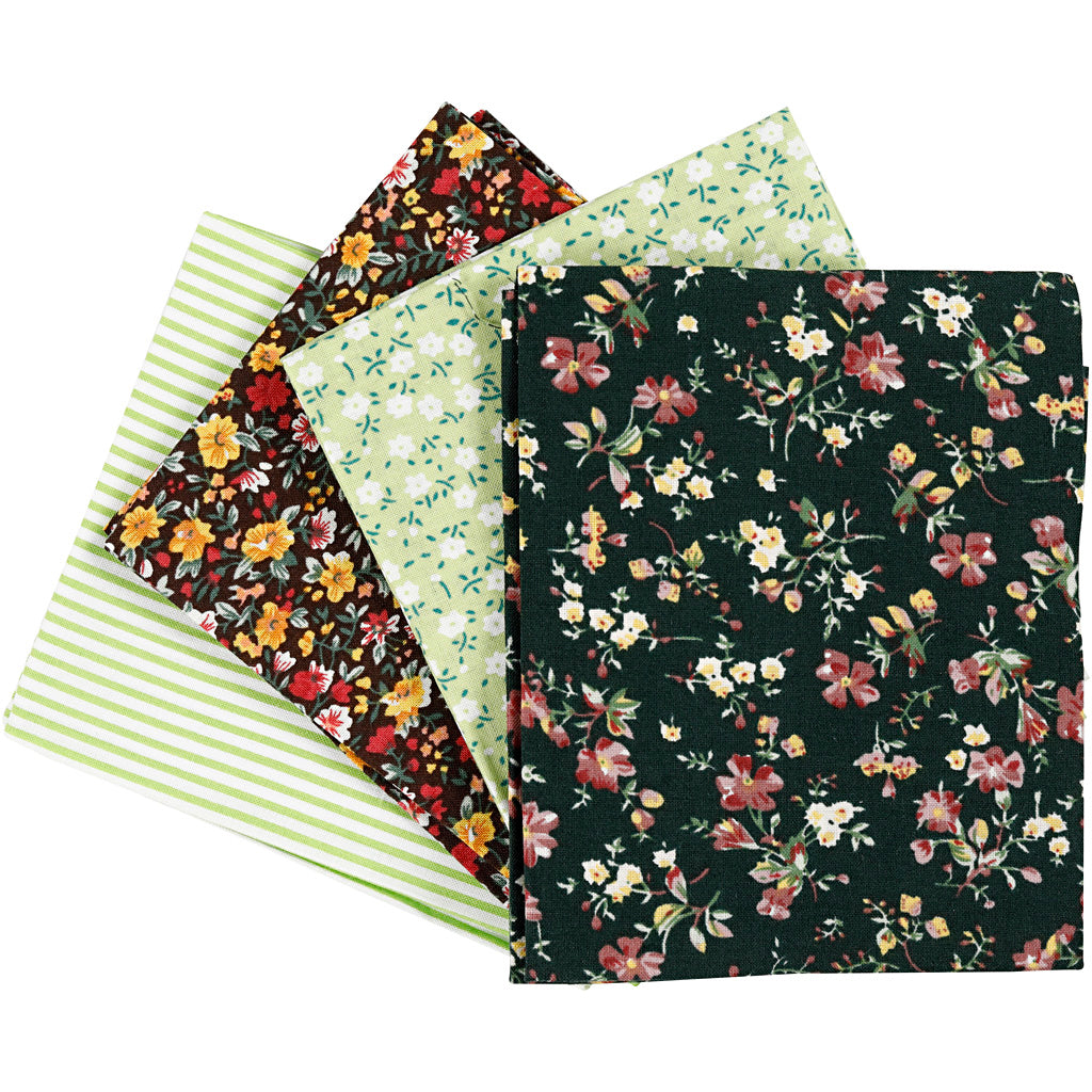 Patchwork Fabric vert 45x55cm, 4st.
