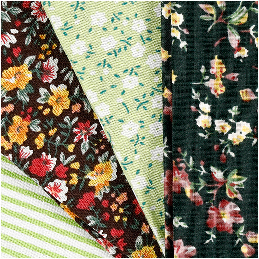 Patchwork Fabric vert 45x55cm, 4st.