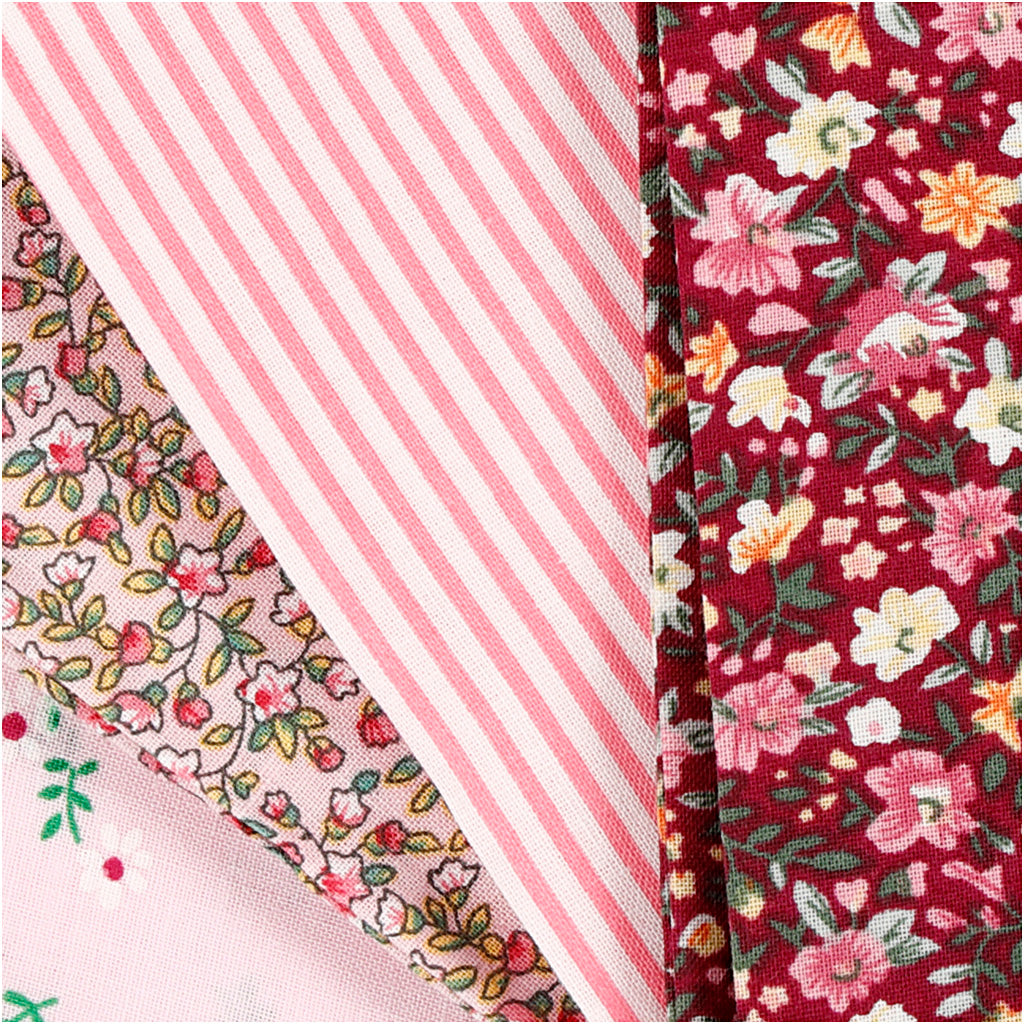 Tissu patchwork rose 45x55cm, 4st.