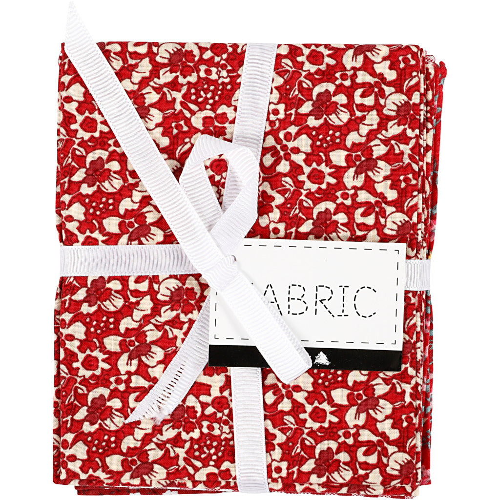 Tissu patchwork rouge 45x55cm, 4st.
