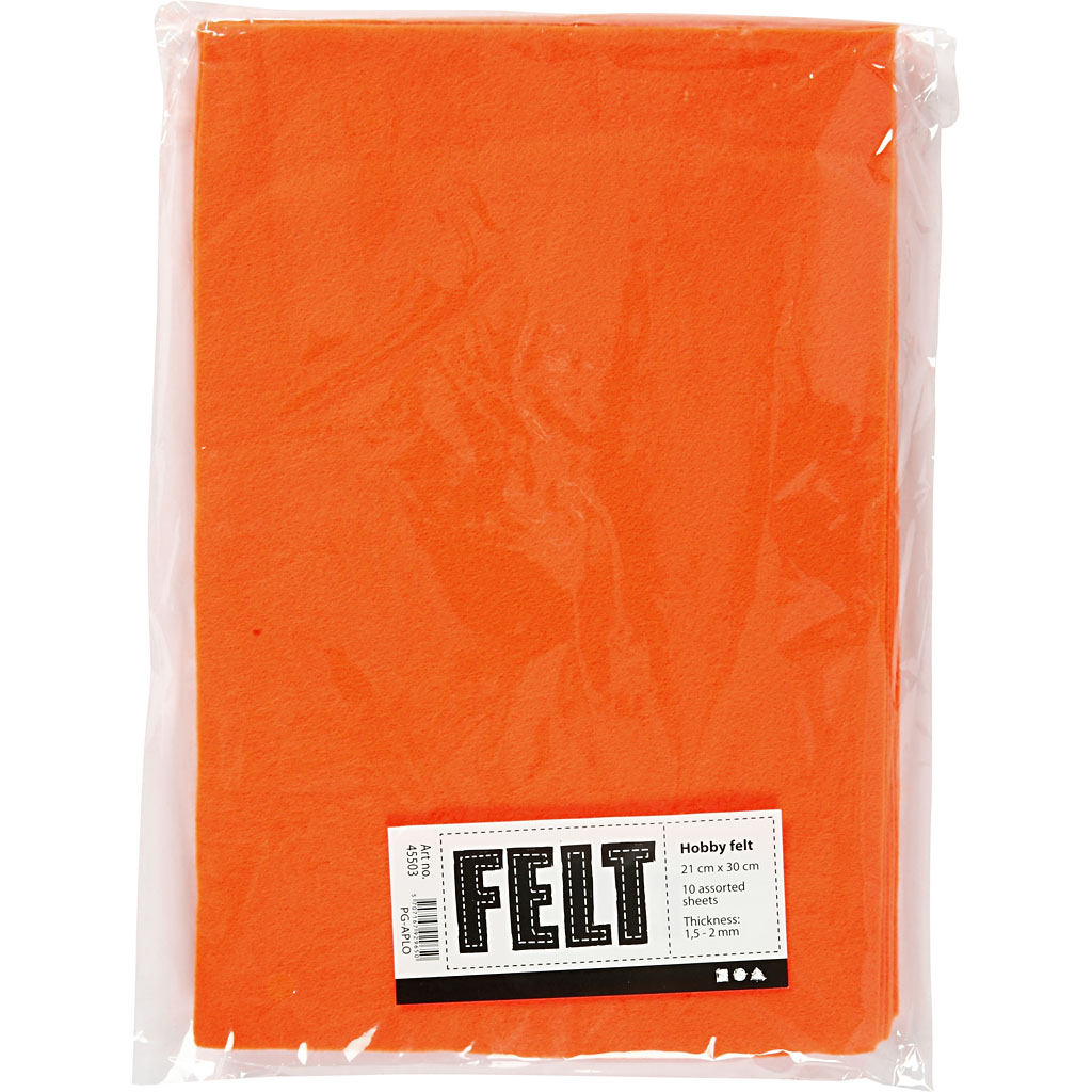 Hobby Felt Orange A4, 10 feuilles