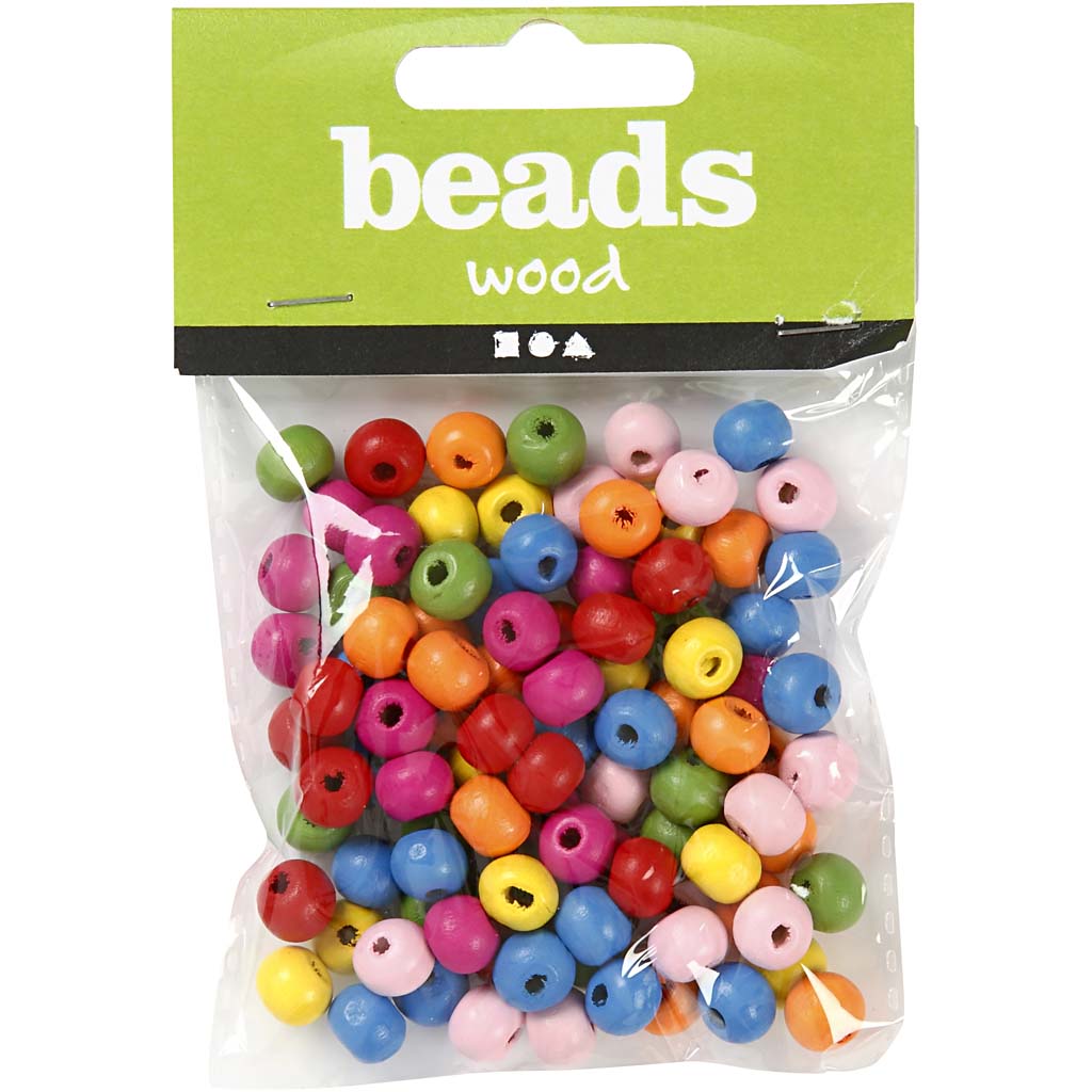 Creativ Company Wooden Beads Mélanger 8 mm, 90e.