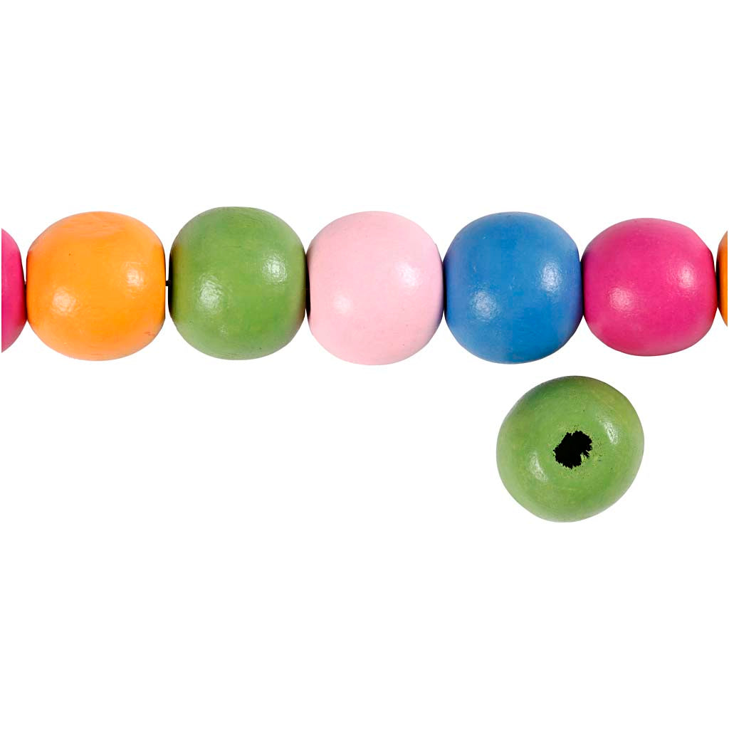 Mélange de perles en bois 12 mm, 40e.