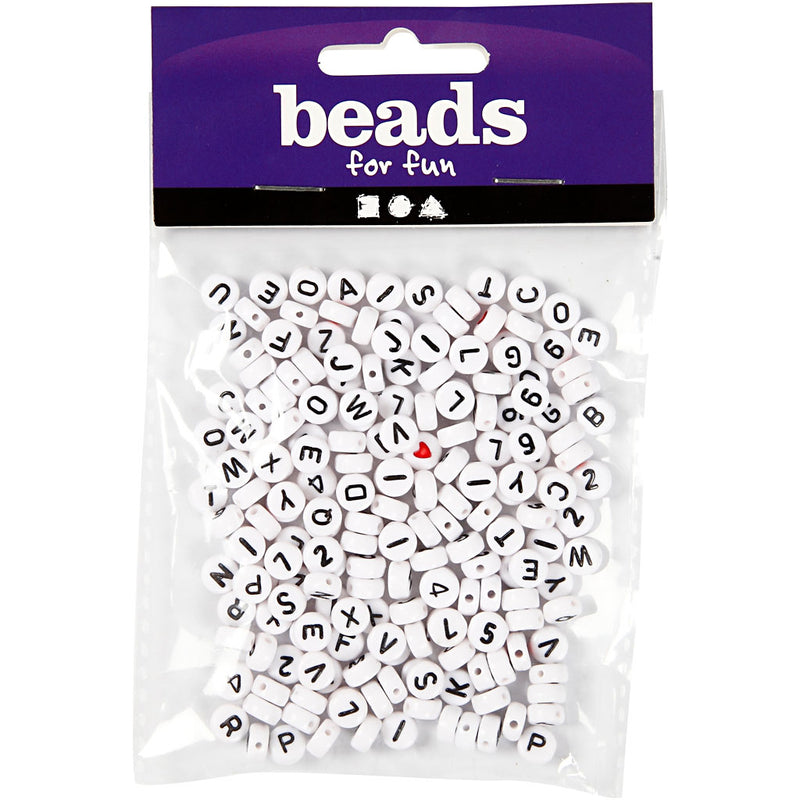 Perles de lettre blanc 7 mm, 200st.
