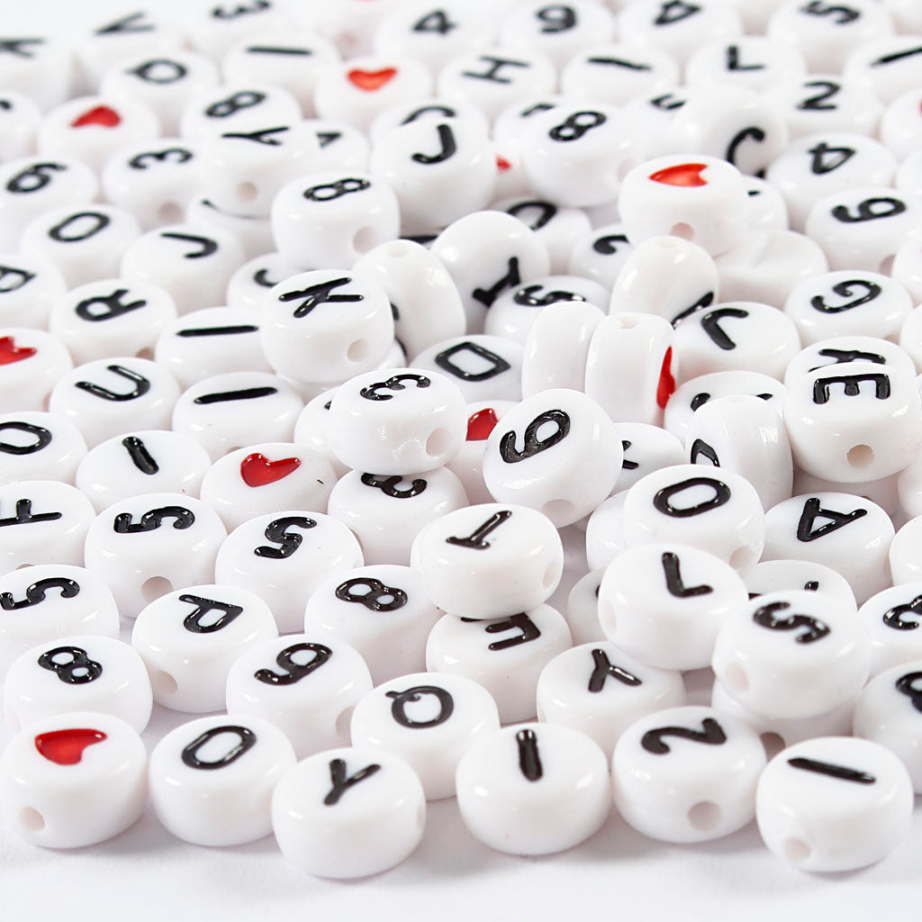 Perles de lettre blanc 7 mm, 200st.