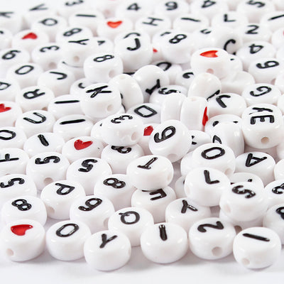 Perles de lettre blanc 7 mm, 200st.