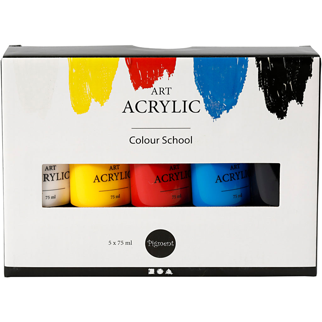Creativ Company Pigment Art Acrylic Paint Couleurs primaires, 5x75 ml