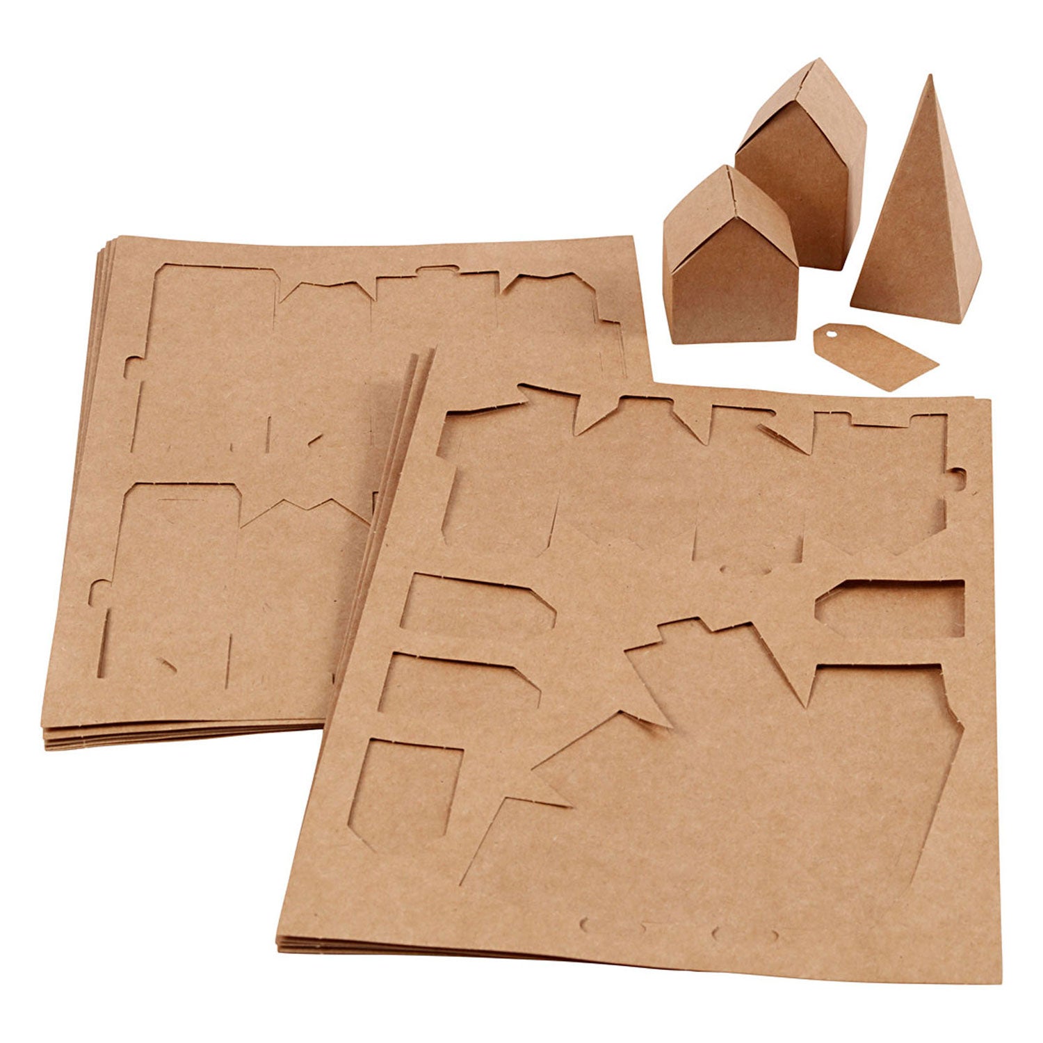 Ensemble de carton de maisons et d'arbres