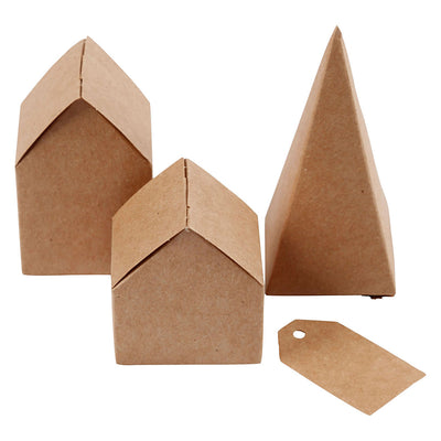 Ensemble de carton de maisons et d'arbres