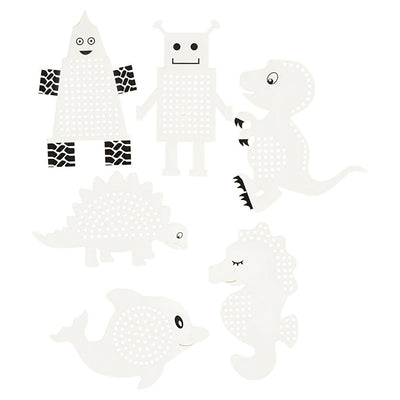Comparties à broderie Animaux et robots, 18dlg.