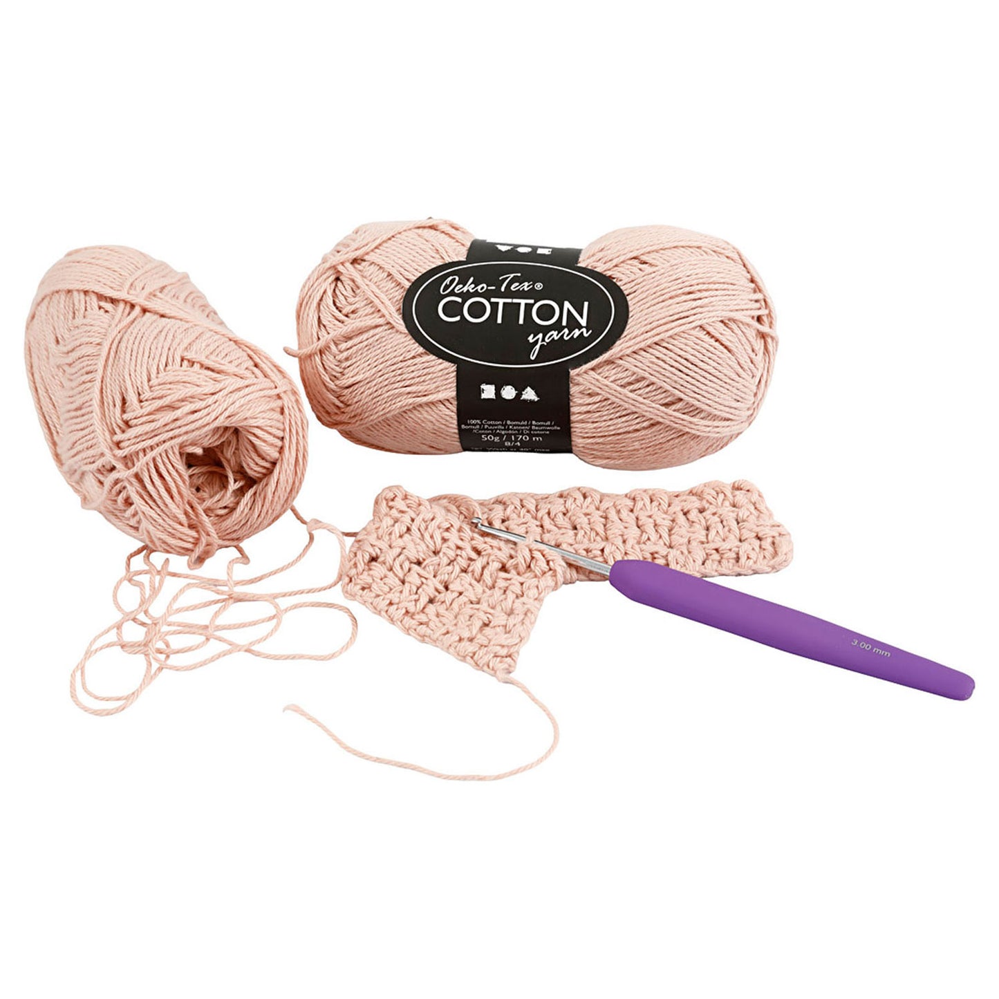 Fil de coton, beige, 50gr, 170m