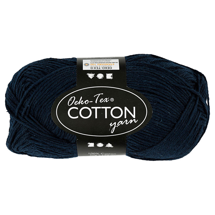 Fil de coton, bleu foncé, 50gr, 170m