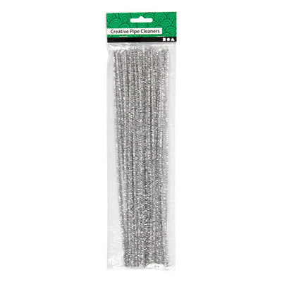 Chenille Argent 30cm, 50pcs.