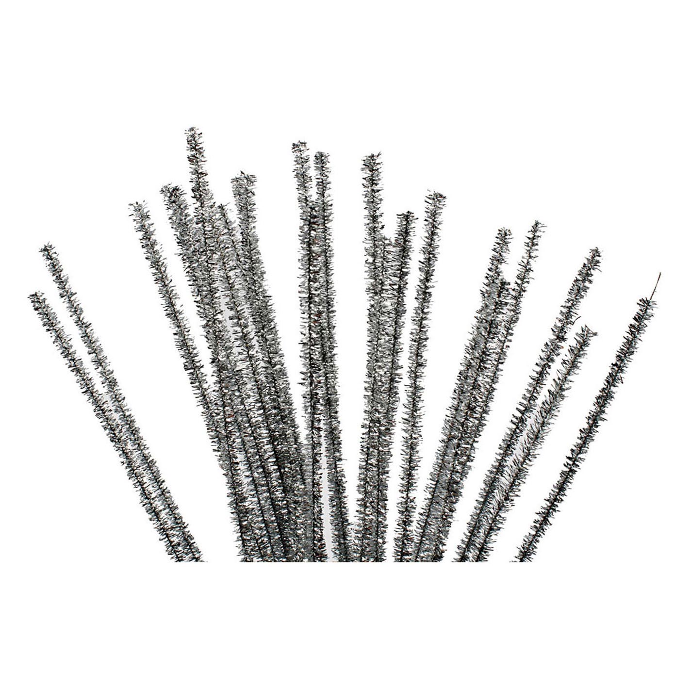 Chenille Argent 30cm, 50pcs.