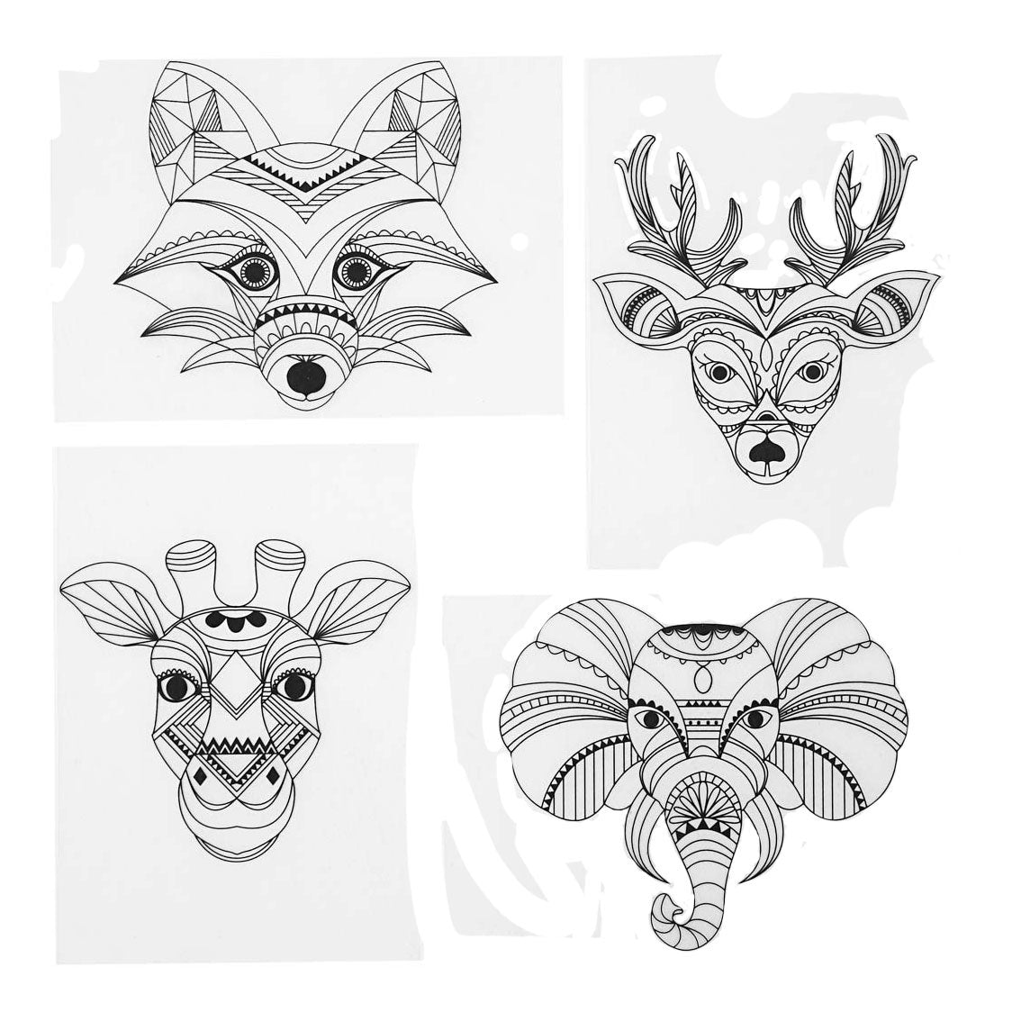 Feuilles de film rétractable avec motifs d'animaux sauvages, 4pcs.