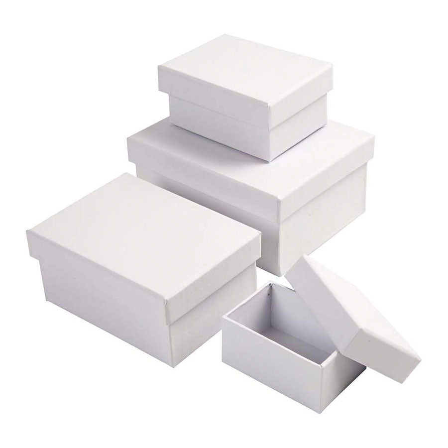 Creativ Company Boîtes rectangulaires blanches avec couvercle, 4e.