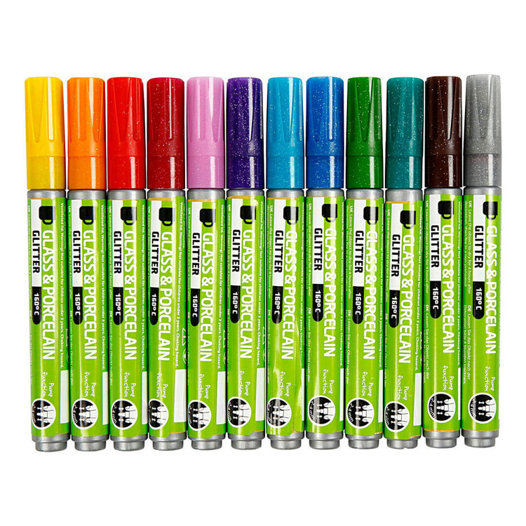 Creativ Company Glasen Porcelain States Color Glitter, 12st.