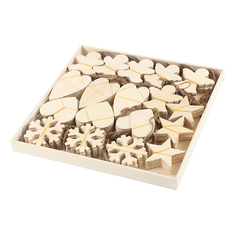 Creativ Company Wooden Ornement Christmas Thea plames, 90st.