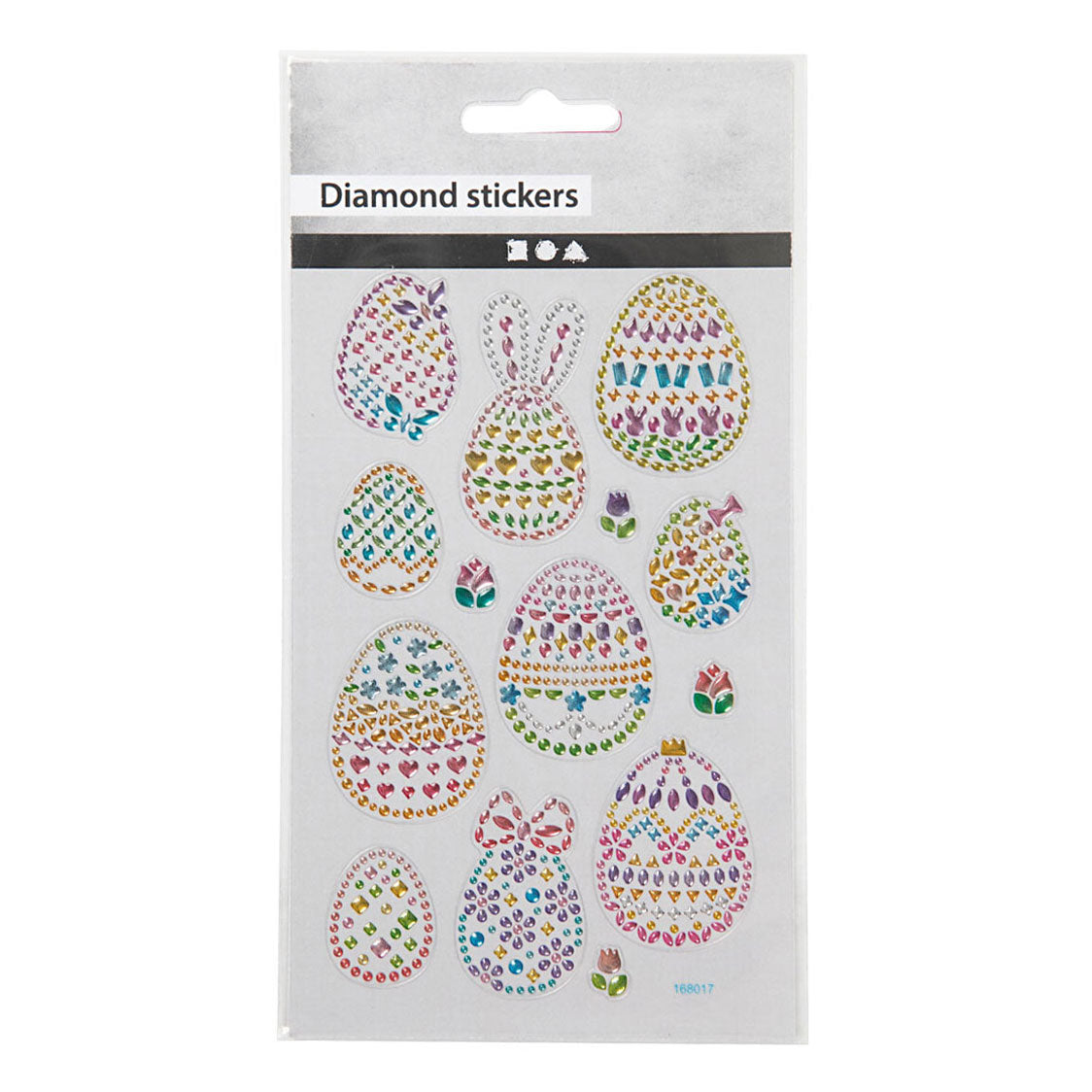 Creativ Company Diamant Stickers Pâques Oeufs de Pâques, 1 feuille