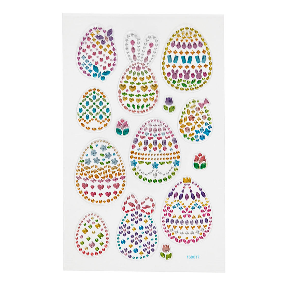 Creativ Company Diamant Stickers Pâques Oeufs de Pâques, 1 feuille