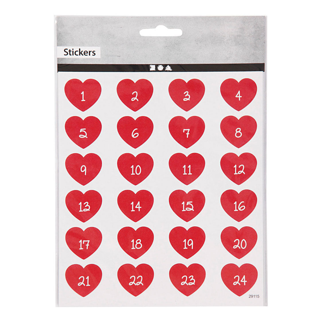Creativ Company autocollants coeur avec numéro, 1 feuille