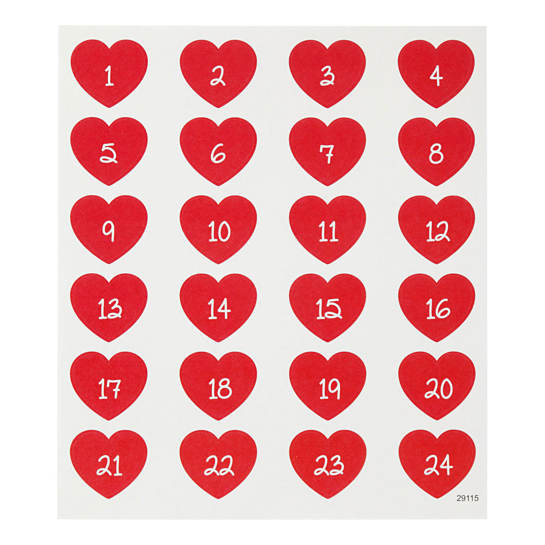 Creativ Company autocollants coeur avec numéro, 1 feuille