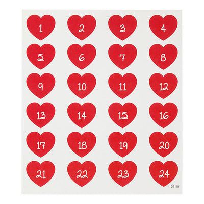 Creativ Company autocollants coeur avec numéro, 1 feuille