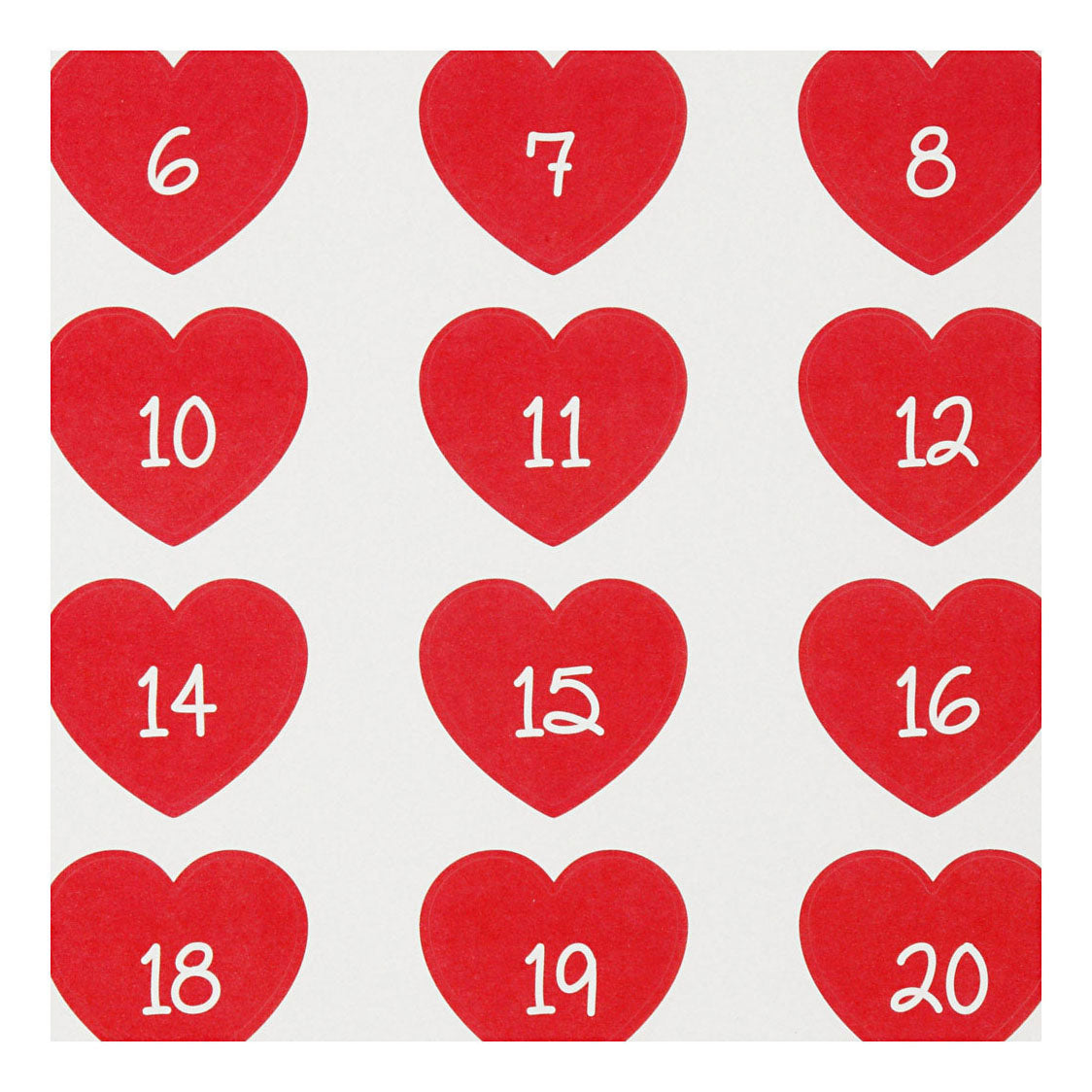 Creativ Company autocollants coeur avec numéro, 1 feuille