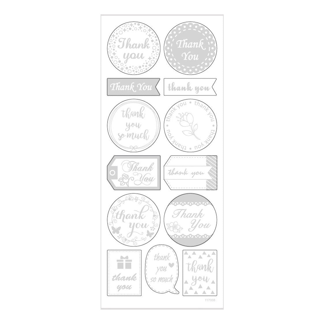 Creativ Company autocollants argent merci, 1 vel