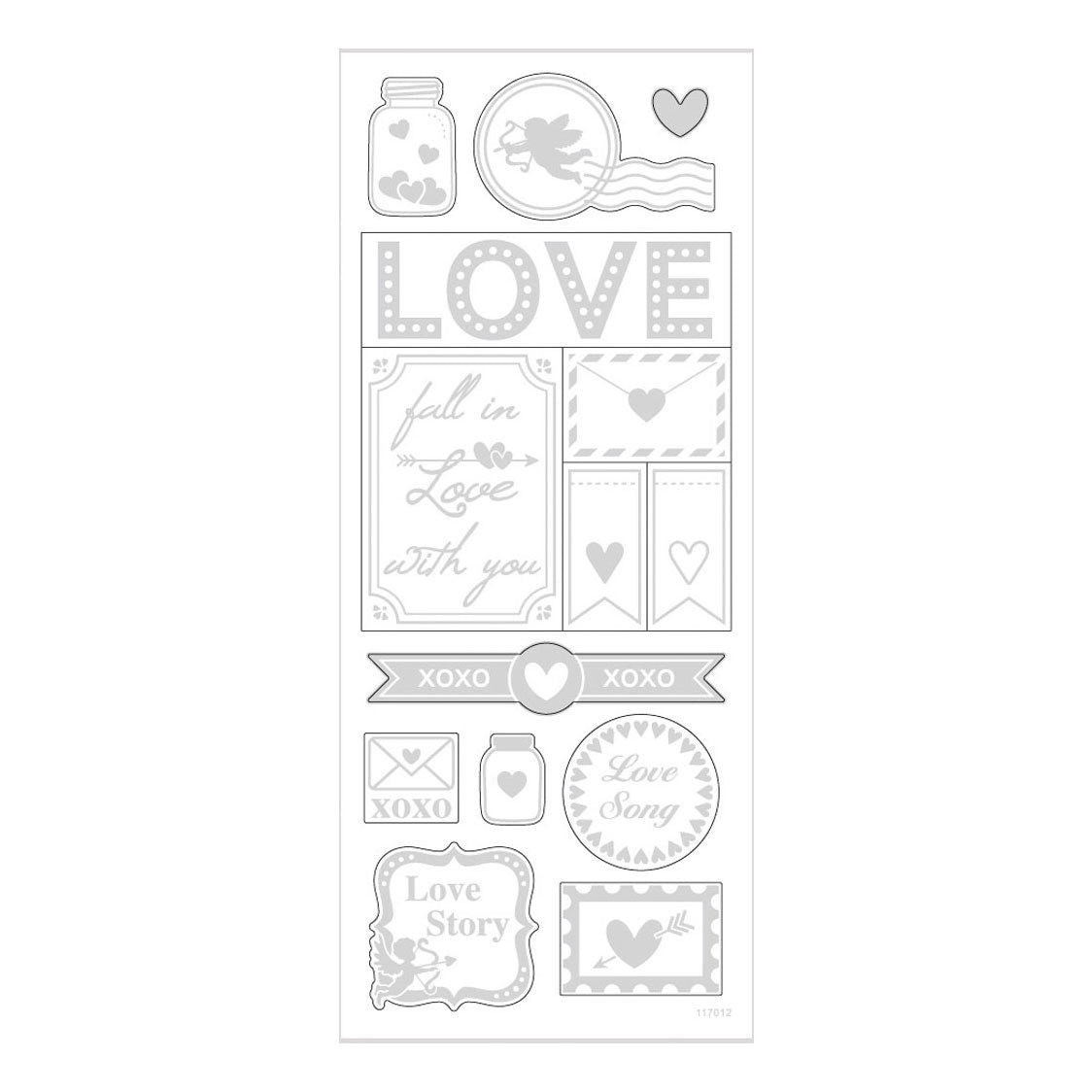 Creativ Company Stickers Silver Love, 1 feuille