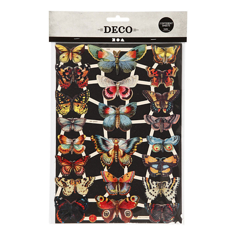 Creativ Company Vintage Pictures papillons, 2 feuilles