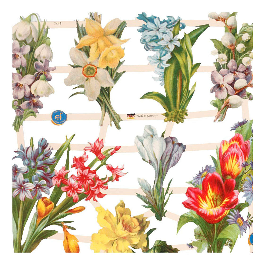 Creativ Company Pictures vintage Fleurs de printemps, 2 feuilles