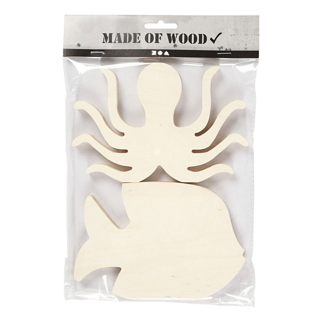Creativ Company Wooden Marine Animals Squid and Fish, 2st.