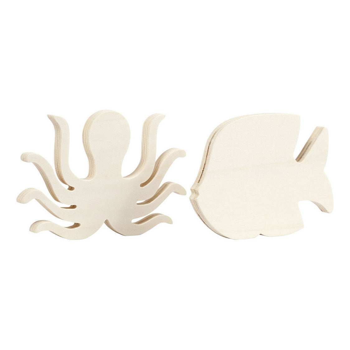 Creativ Company Wooden Marine Animals Squid and Fish, 2st.