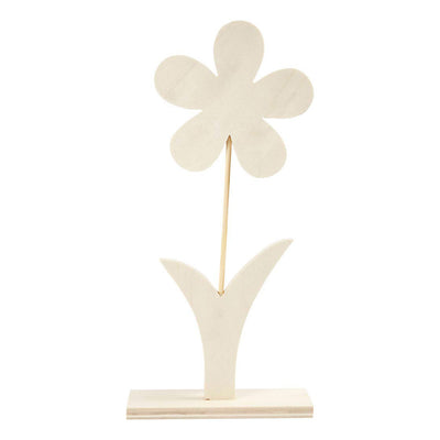 Creativ Company Fleur en bois avec pied, 26 cm